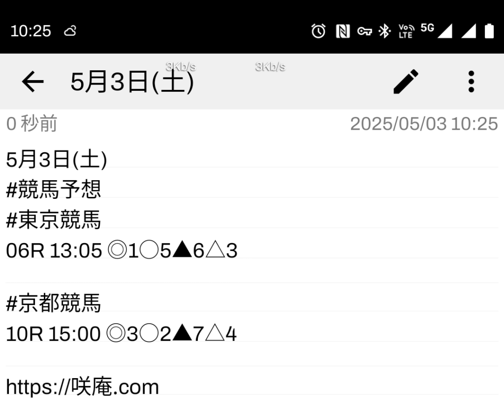 5月3日(土) 競馬予想