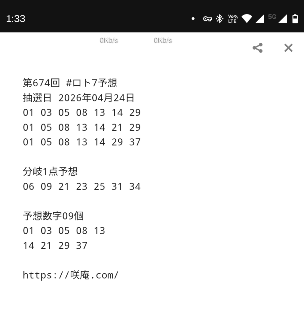 4月24日(金) 競馬予想 ＆ ロト7予想